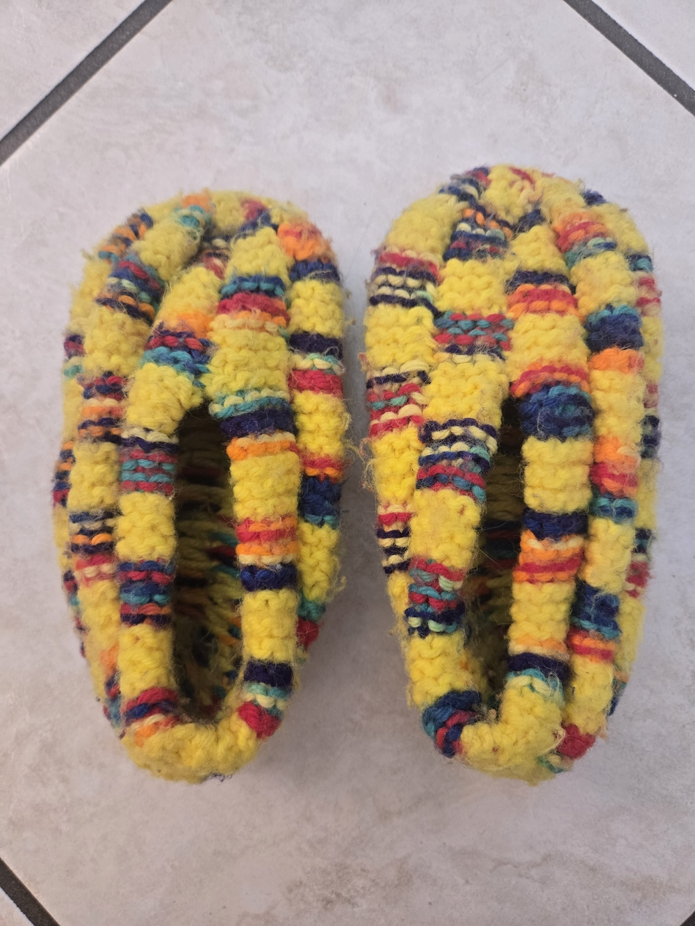 Handmade Yellow Multicolor Cozy Slippers Kids